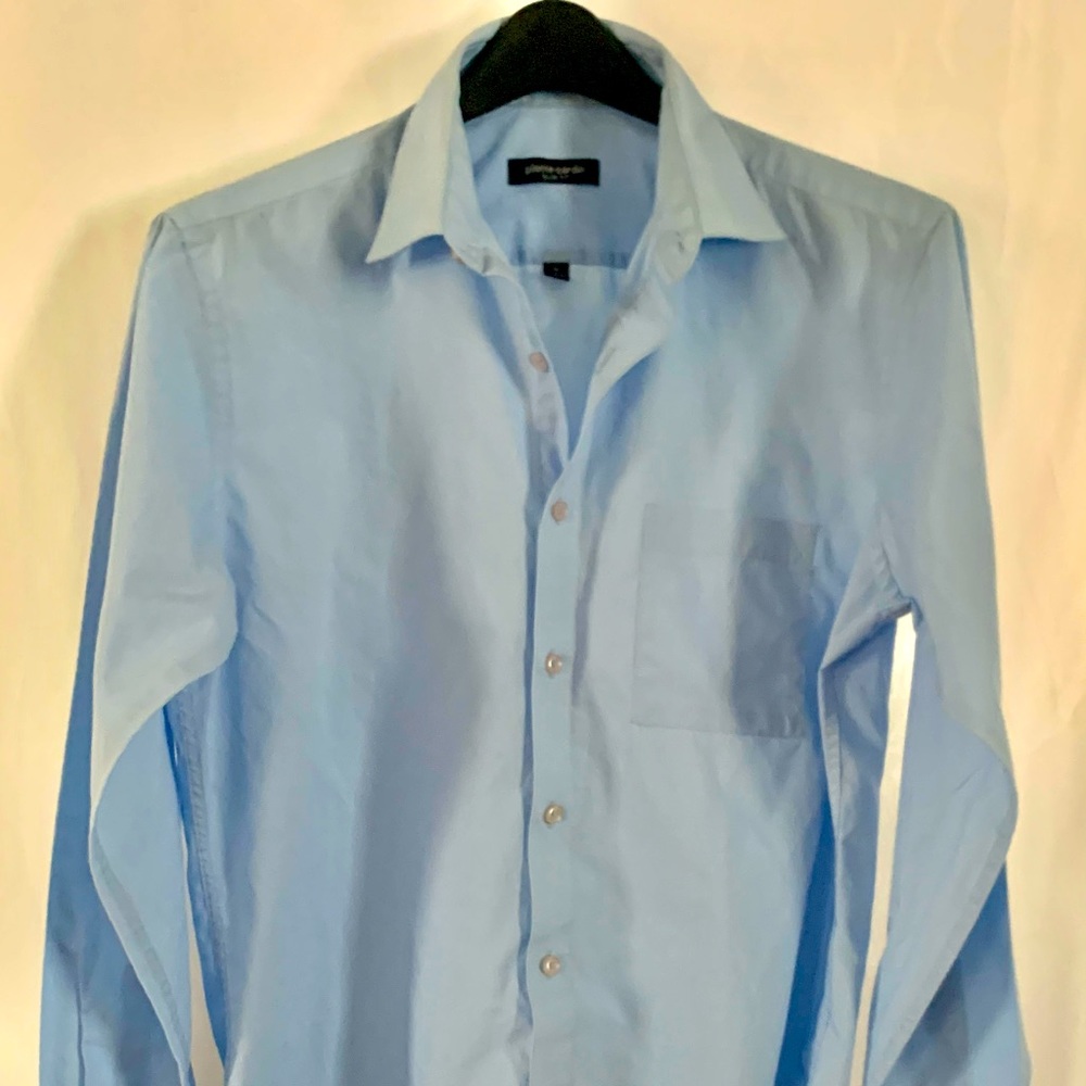 Pierre Cardin Men’s Slim Fit Dress Shirt in Blue